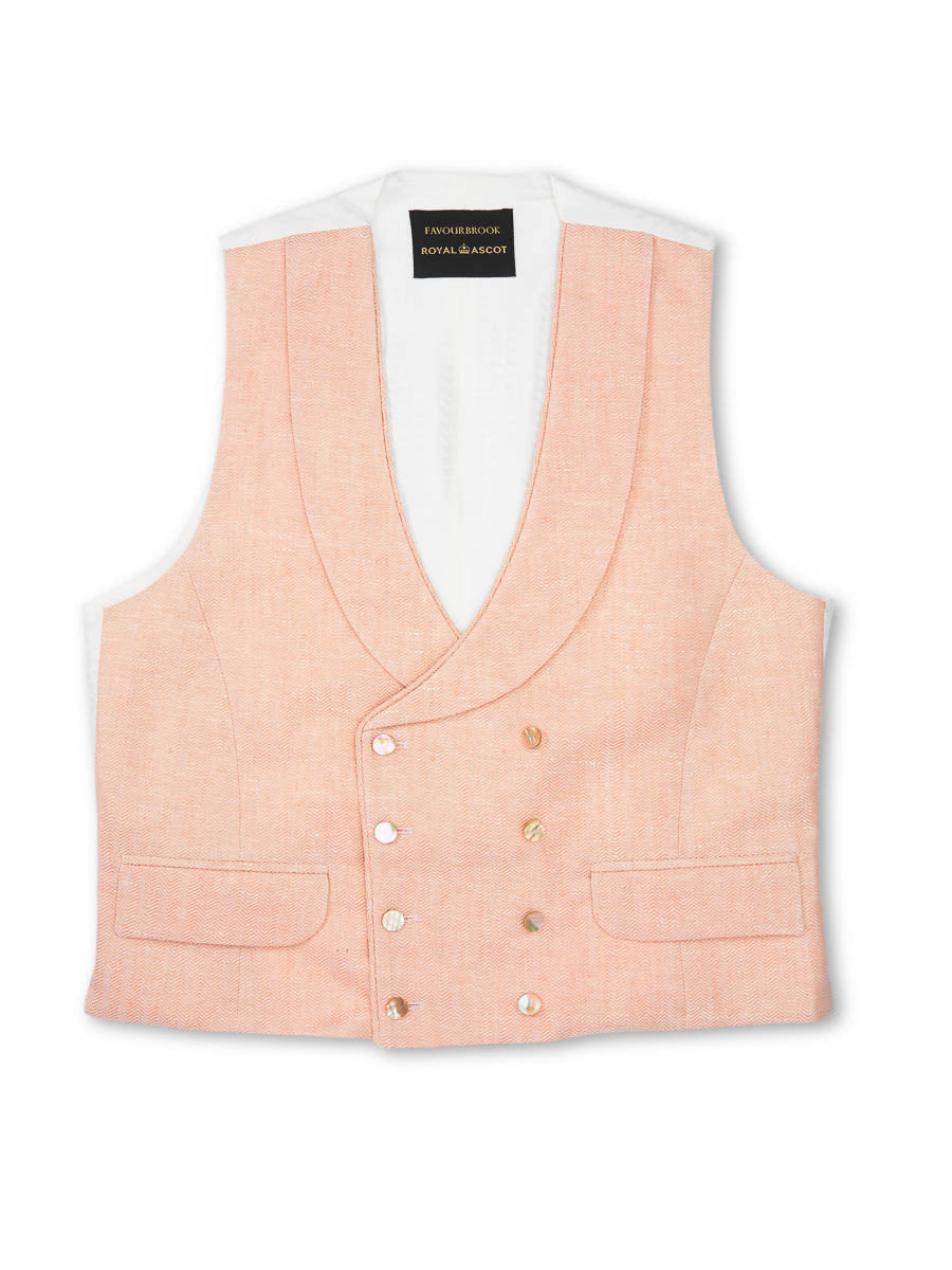 Pink Randwick Double Breasted 8 Button Shawl Lapel Piped Waistcoat