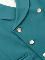 Sea Green Wool Double Breasted 8 Button Shawl Lapel Waistcoat