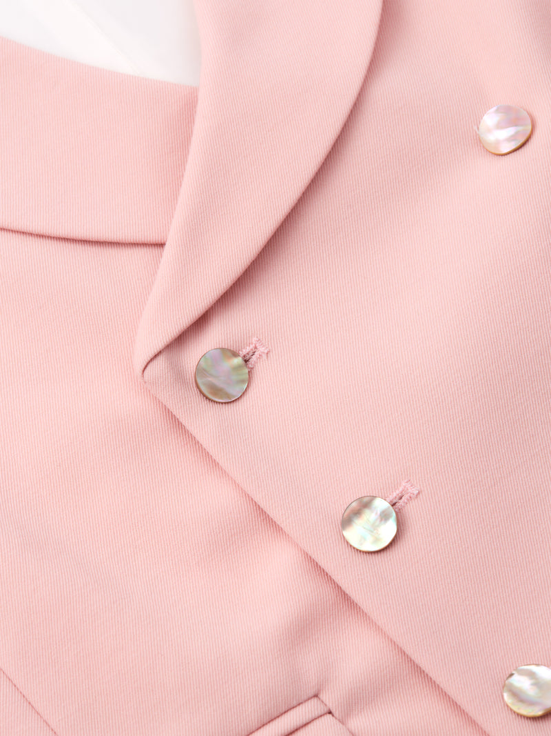 Blush Gabardine Double Breasted 8 Button Shawl Lapel Waistcoat