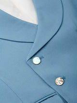 Pale Blue Gabardine Wool Double Breasted 8 Button Shawl Lapel Waistcoat