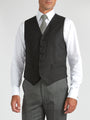 Black Gabardine Wool Single Breasted 6 Button Waistcoat