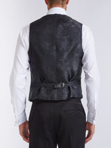 Midnight Plum Carlton Paisley Single Breasted 4 Button Piped Waistcoat