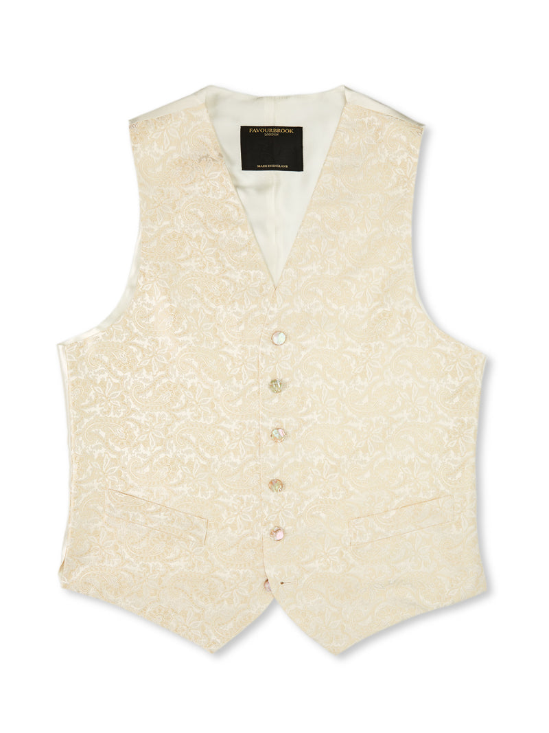 Ivory Albert Silk Single Breasted 6 Button Waistcoat