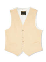 Cream Linen Single Breasted 6 Button Piped Waistcoat