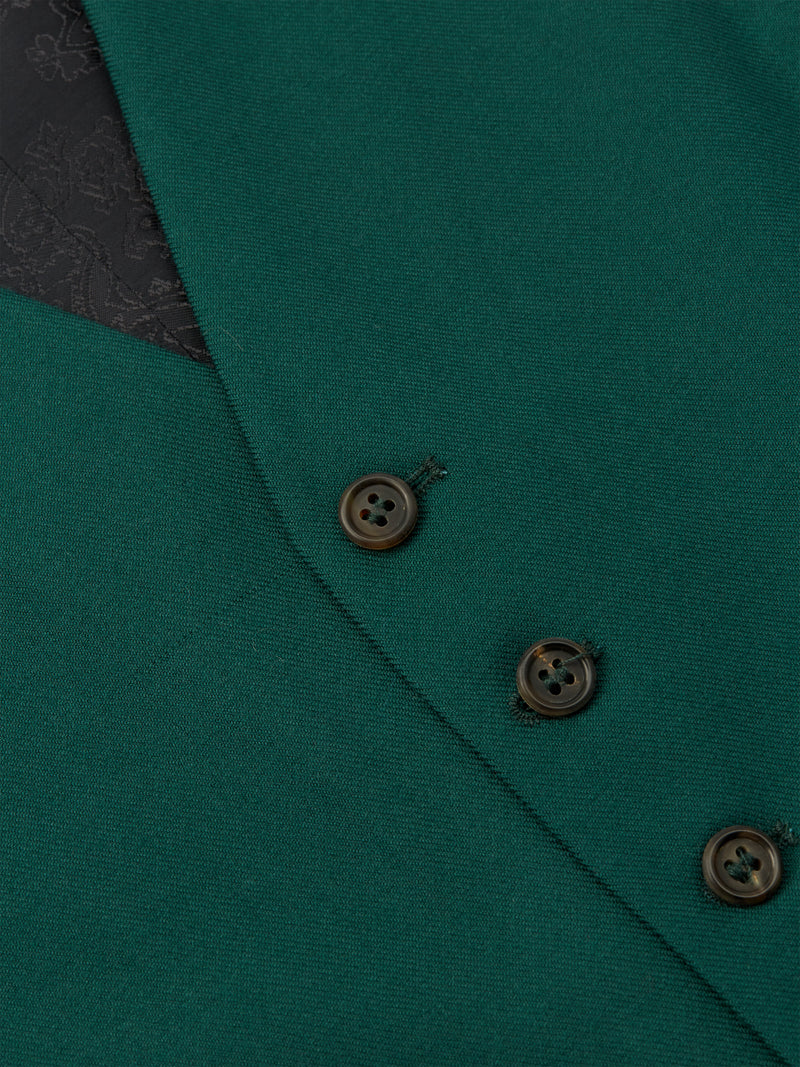 Forest Green Wool Single Breasted 6 Button Waistcoat