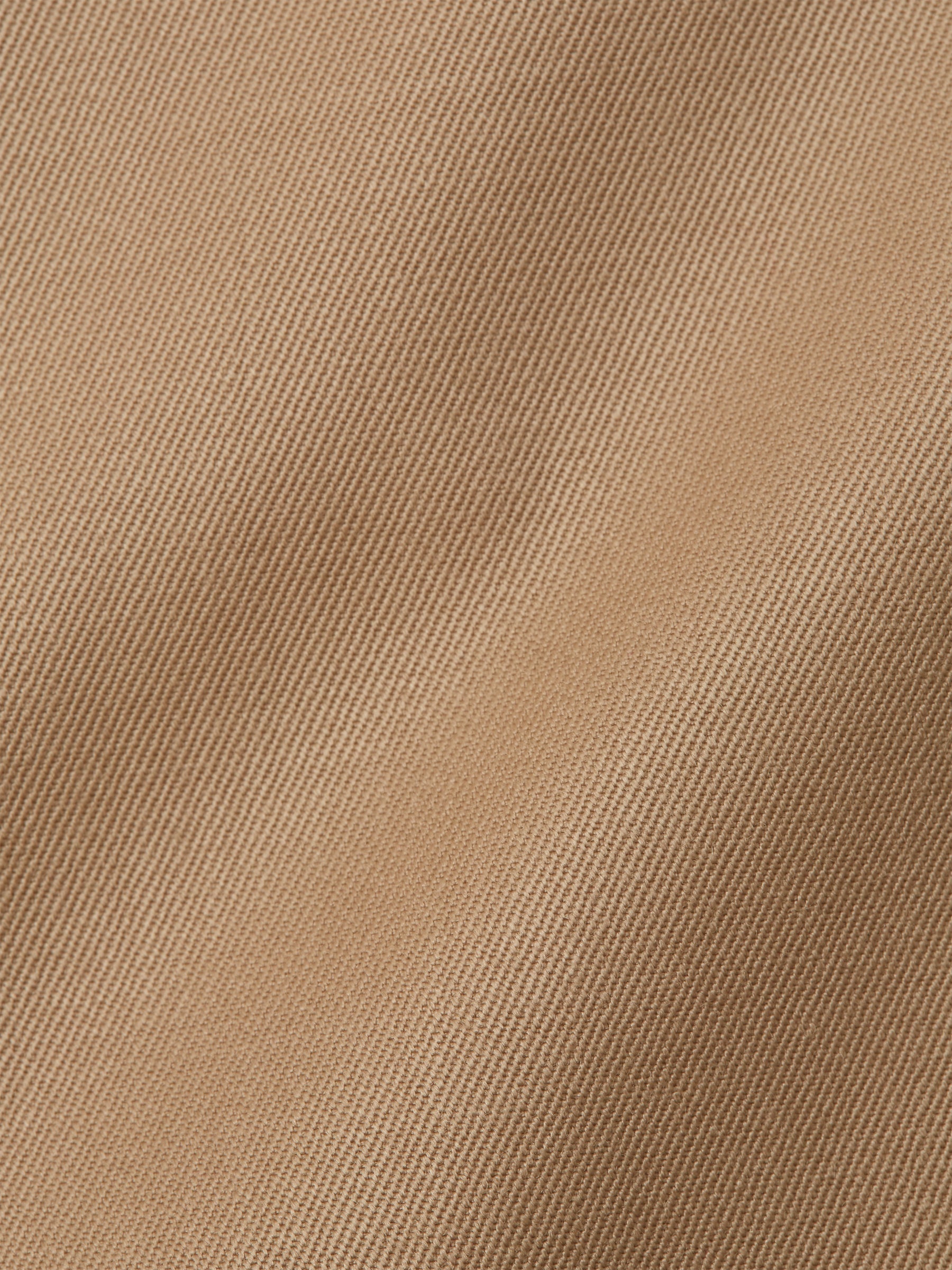 Beige Gabardine Wool Single Breasted 6 Button Notch Lapel Waistcoat