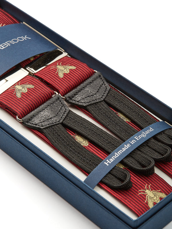 Red Gold Bees Silk Braces