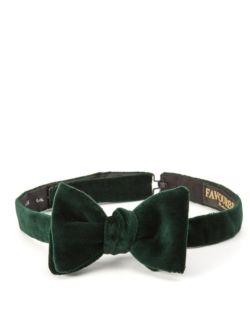Racing Green Velvet Pre-Tied Silk Bow Tie