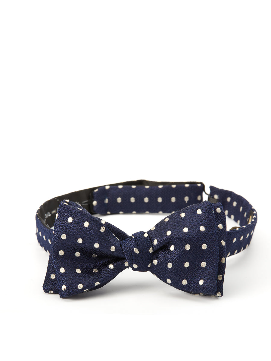 Navy Pickwick Silk Bow Tie