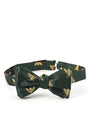 Green Gold Bees Silk Bow Tie