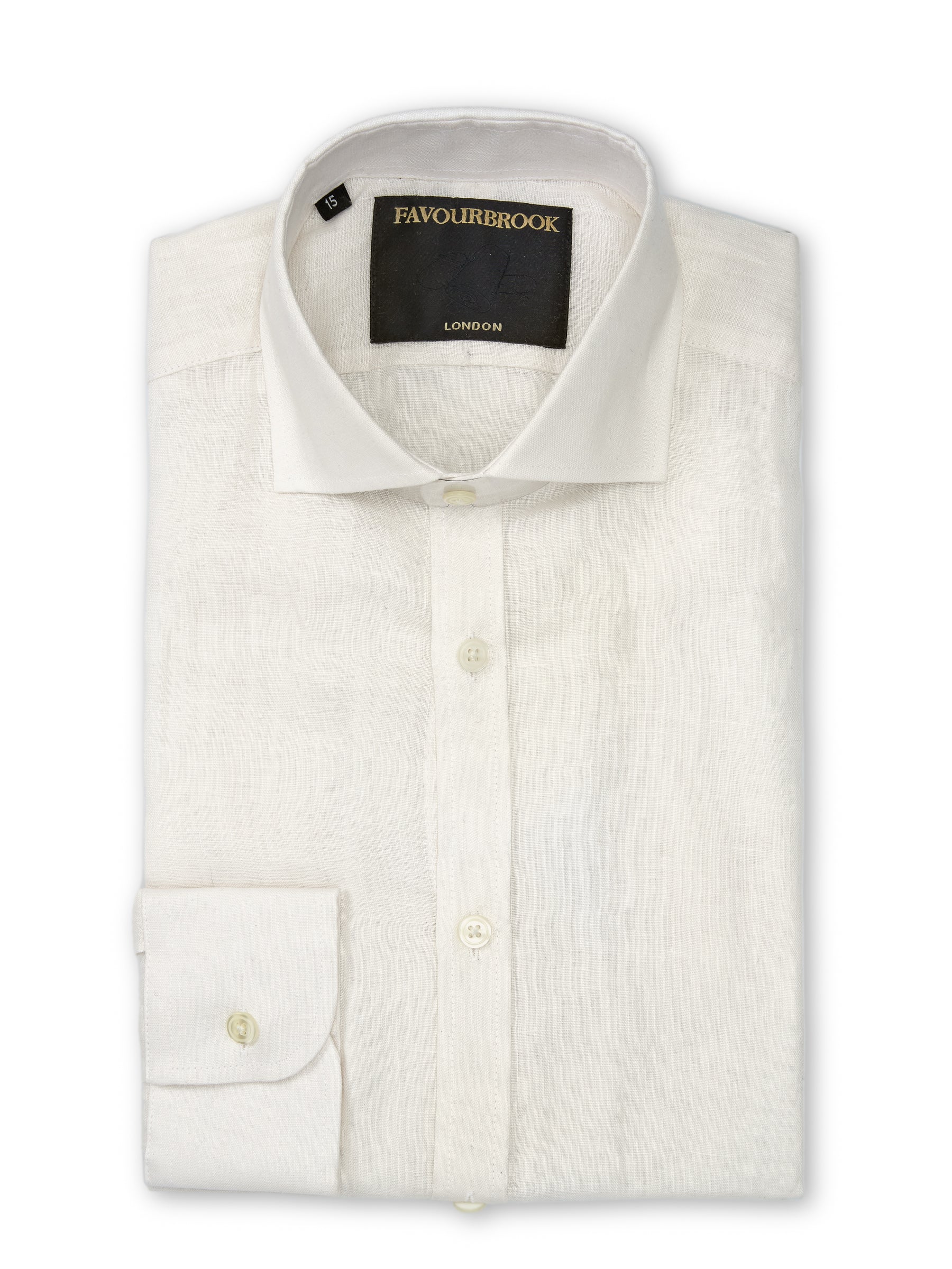 Ivory Colne Linen Cutaway Collar Shirt