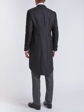 Black Windsor Herringbone Wool Morning Coat