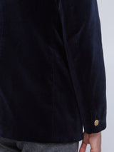 Navy Velvet Nehru Jacket Button Cuff