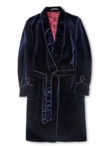 Navy Velvet Cotton Dressing Gown
