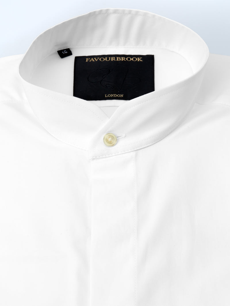 White Poplin Cotton Nehru Shirt