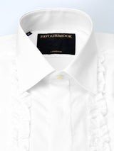 White Poplin Cotton Single Frill Shirt Dress Shirt