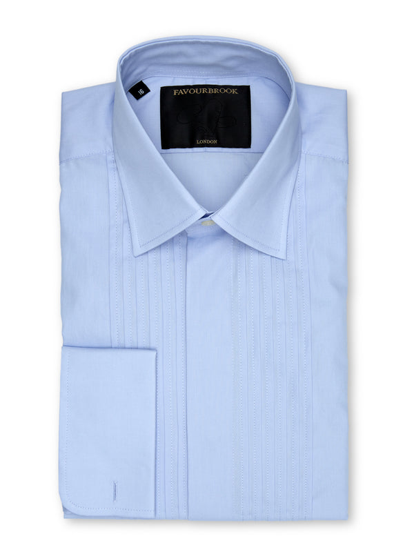 Sky Blue Poplin Pin Tuck Dress Shirt
