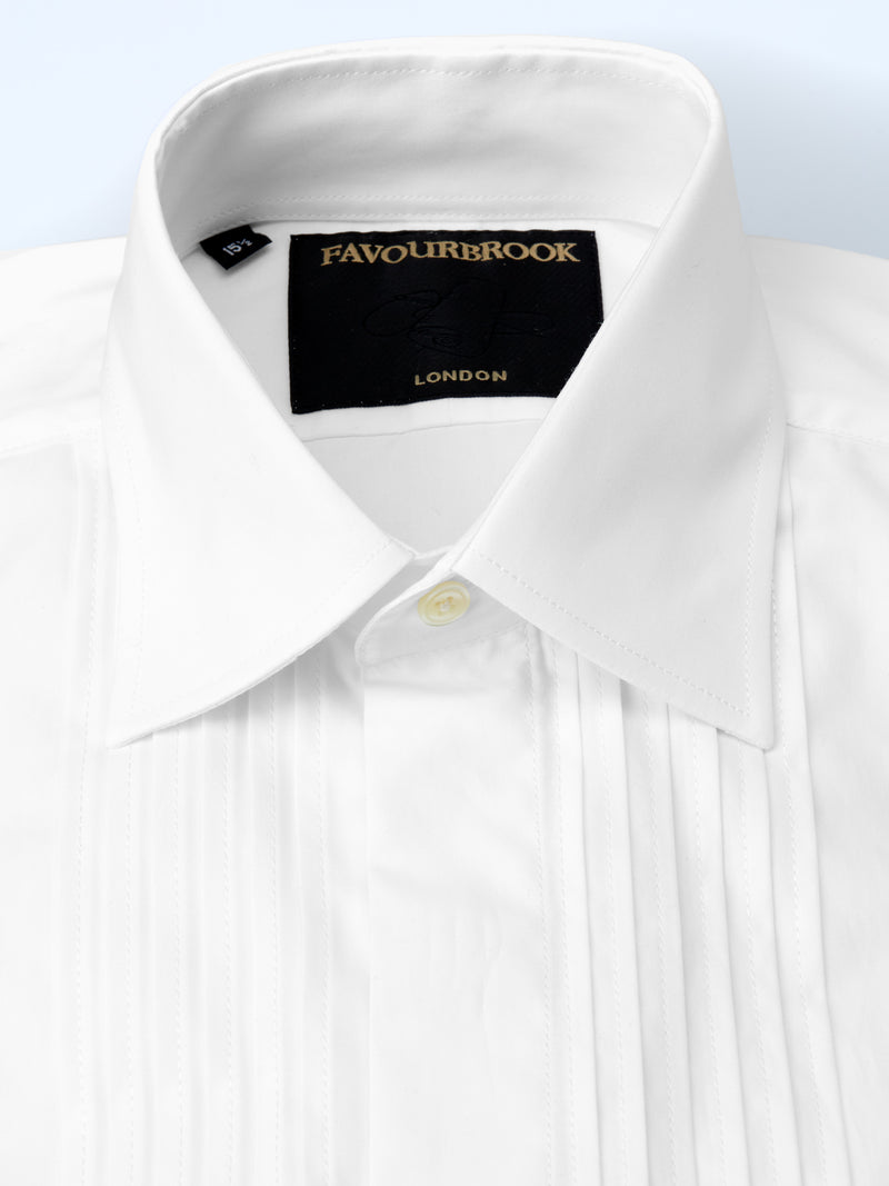 White Poplin Pleated Pintuck Dress Shirt