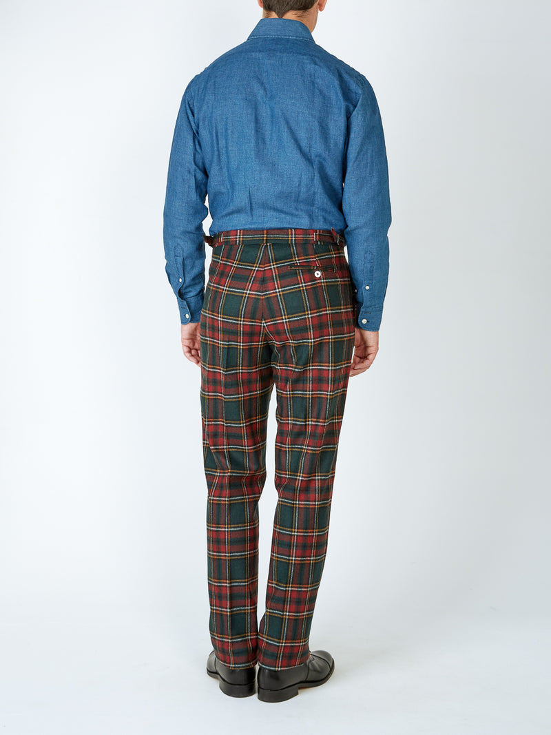 Multi Dunrobin Wool High Waist Flat Front Trousers