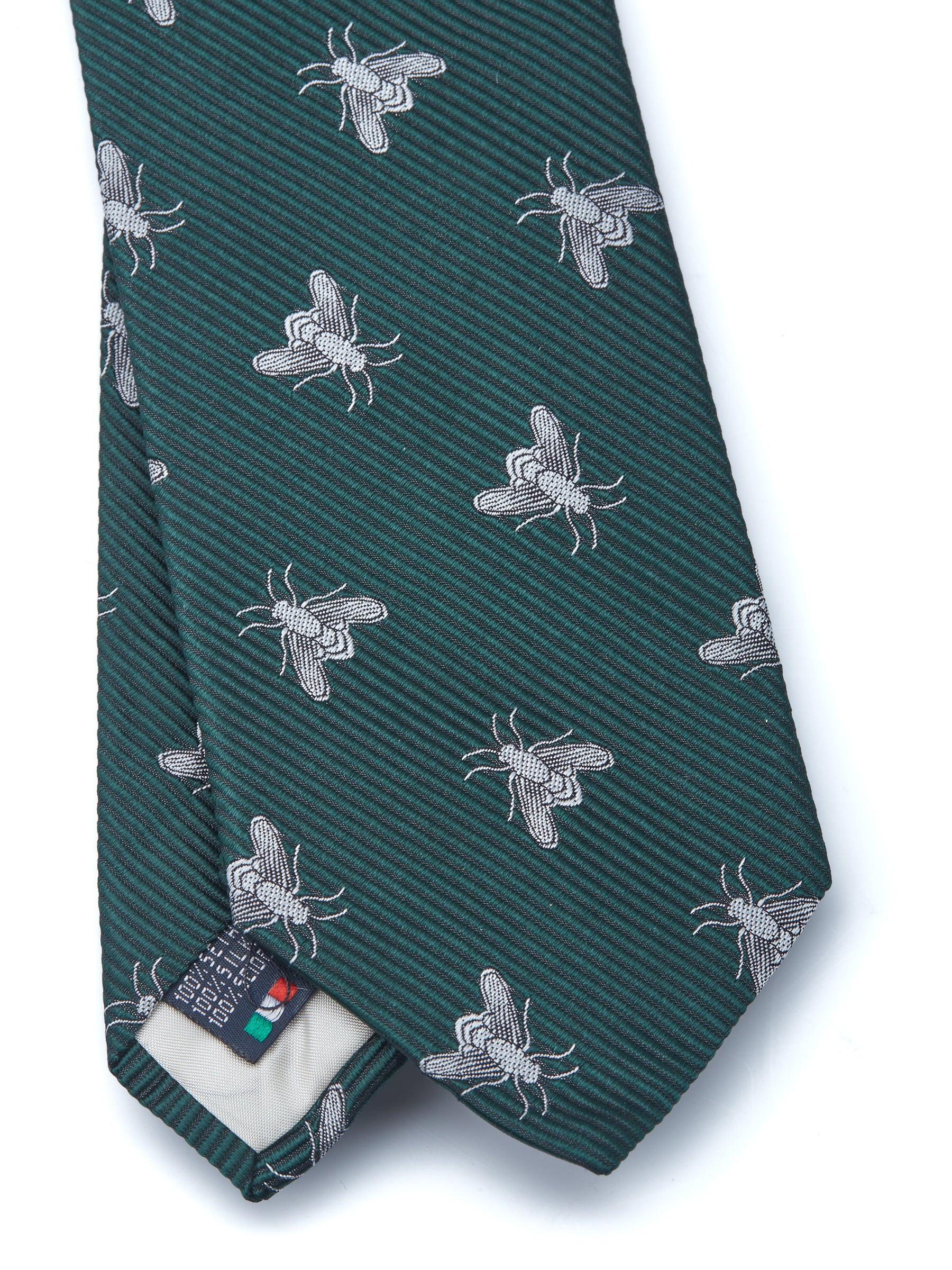 Green &amp; Silver Silk Bees Tie