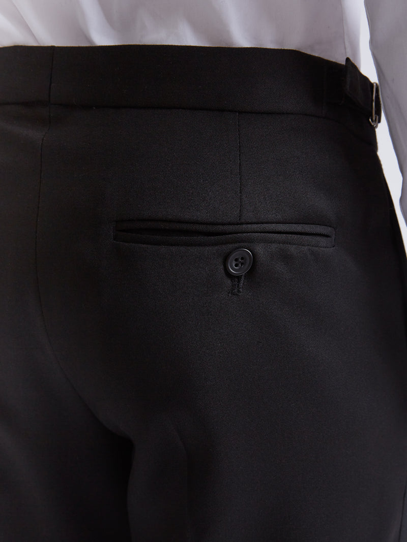 Black Hampton Wool Flat Front Dress Trouser