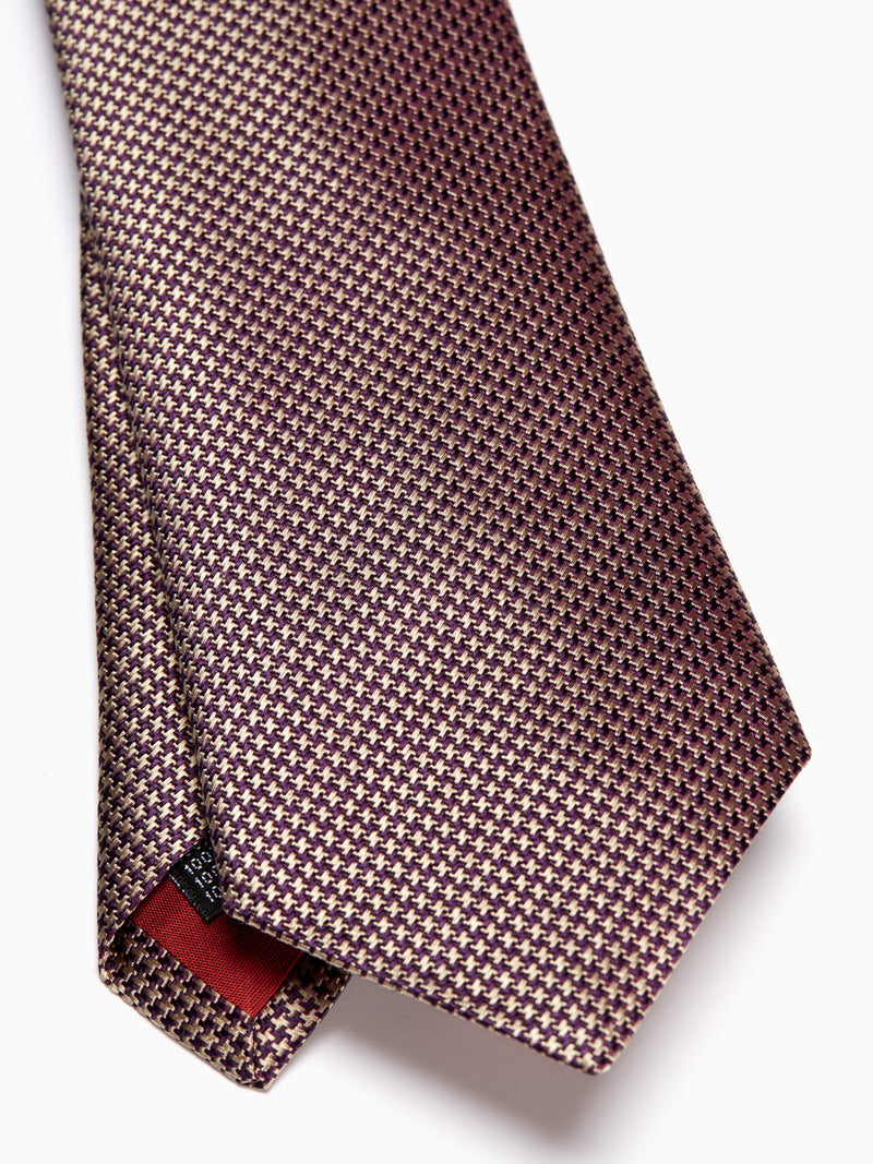 Aubergine Briand Check Silk Tie