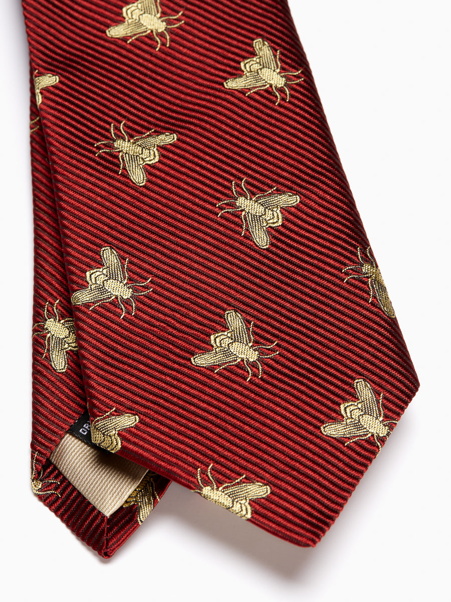 Red Gold Bees Silk Tie