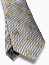 Silver Gold Bees Silk Tie