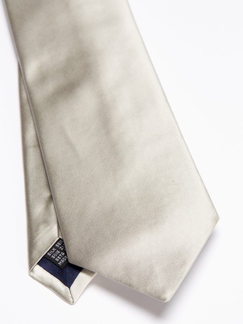 Silver Grey Duchesse Satin Silk Tie
