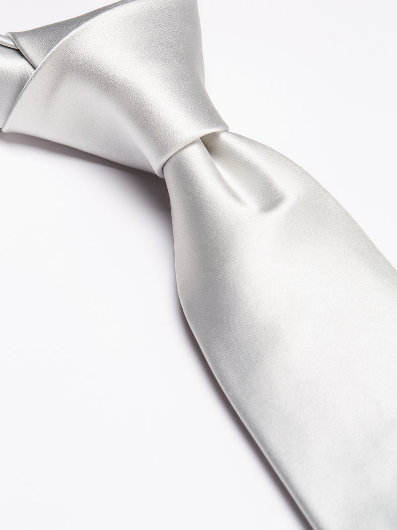Light Silver Duchesse Satin Silk Tie