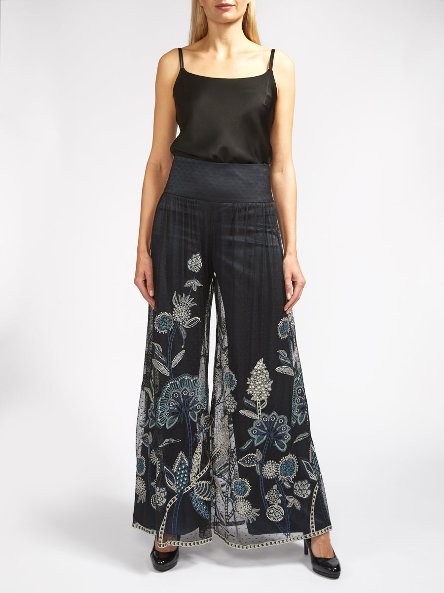 Palazzo Pants Black and Navy Gosford Tulle