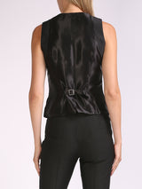 Double-Breasted Aubergine Plain Velvet Waistcoat