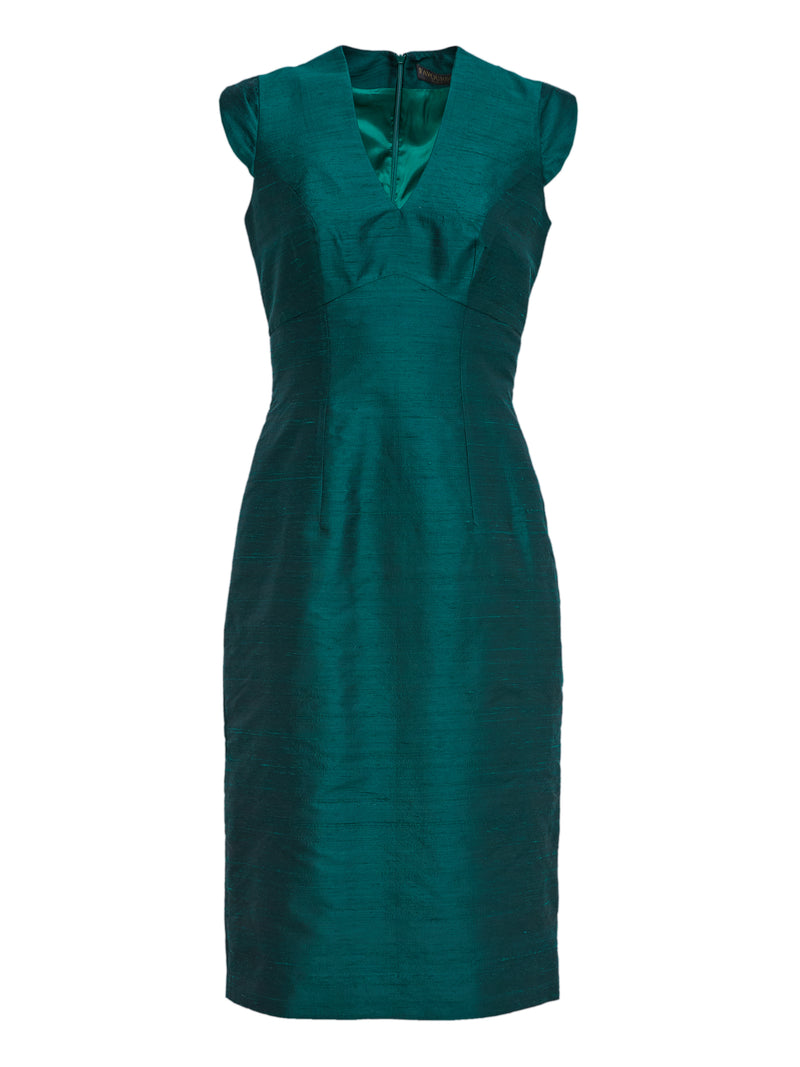 Florence Dress EverGreen Plain Silk Douppion