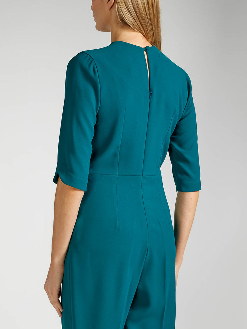Tailored Jumpsuit Emerald Saona Crepe Satin