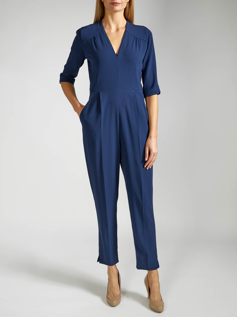 Tailored Jumpsuit Navy Heavy Crepe