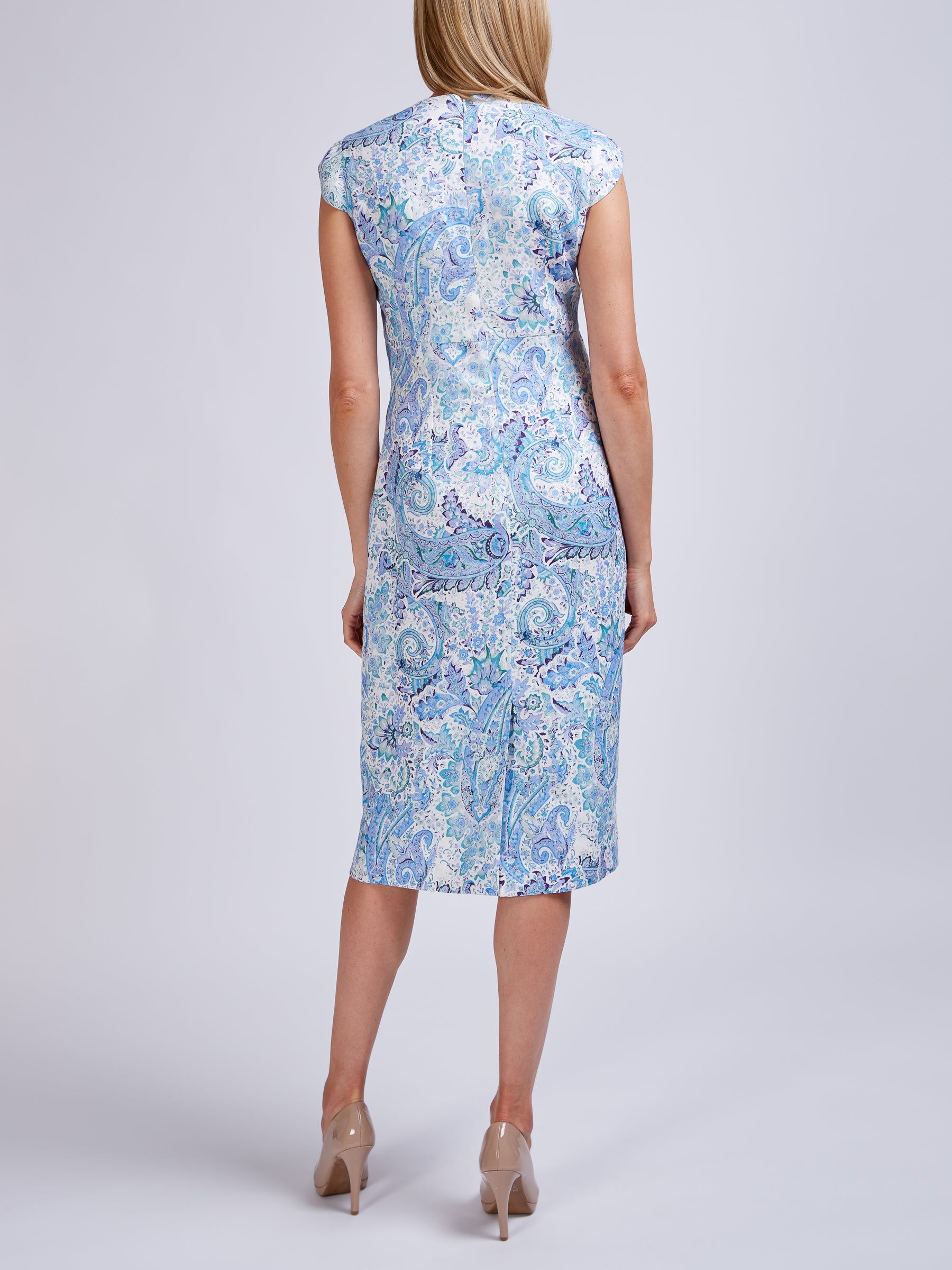 Florence Dress Ivory Blue Safy Linen