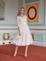 Serena Longer Circle Dress Blush Plain Georgette