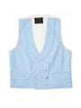 Sky Blue Wolferton Double Breasted 8 Button Shawl Lapel Waistcoat