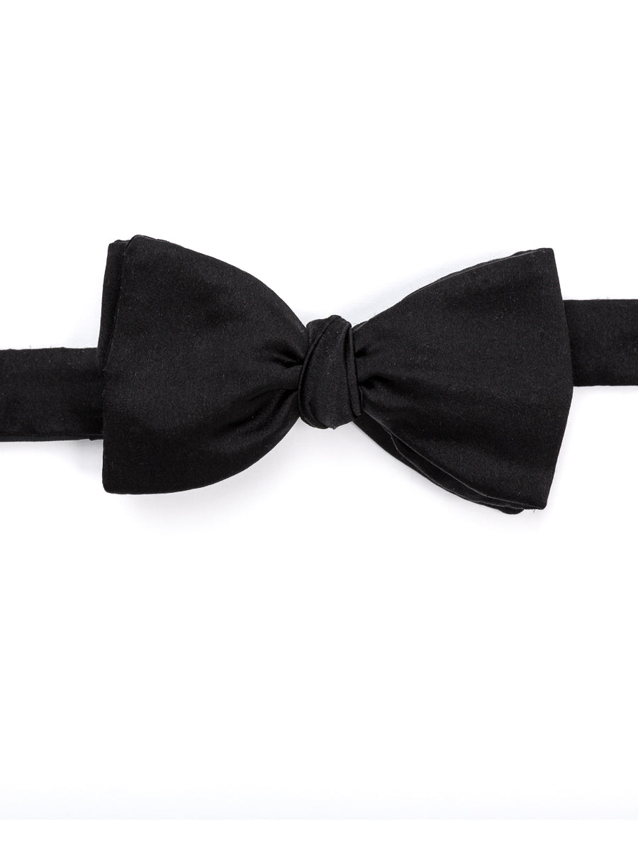 Black Duchesse Satin Silk Bow Tie