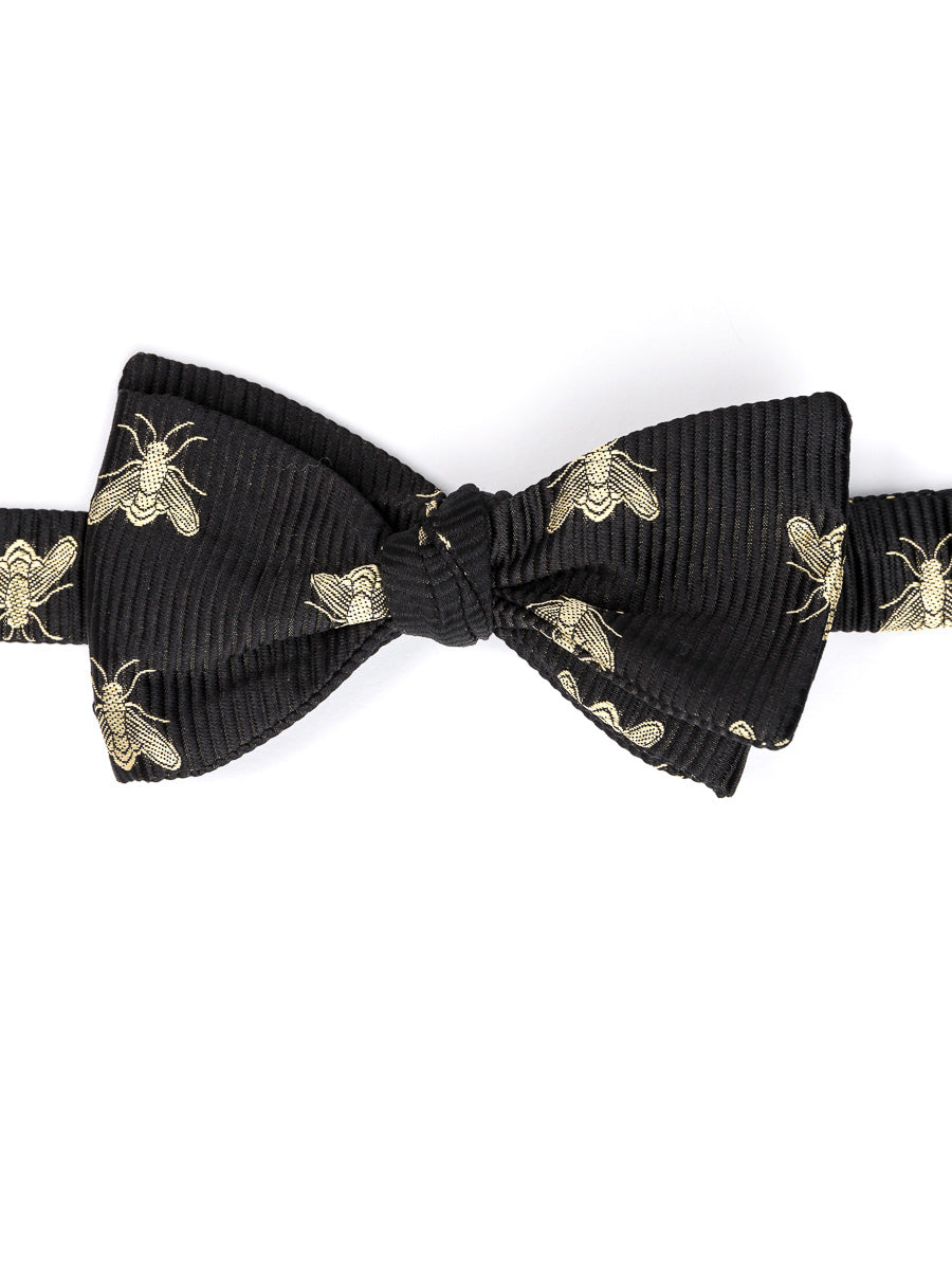 Black Gold Bees Silk Bow Tie