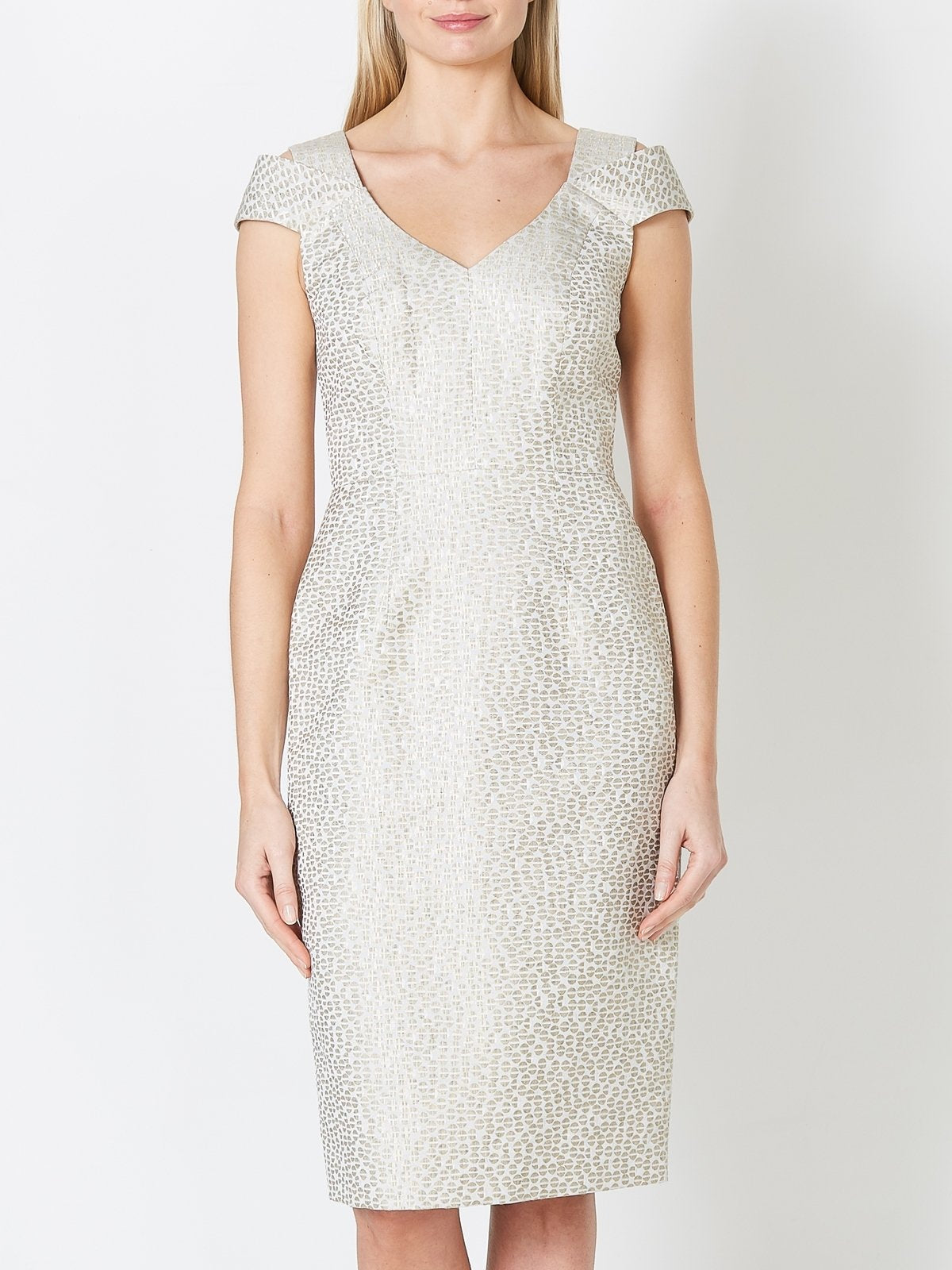 Maxine Dress Grey Pearl Solitaire Jacquard
