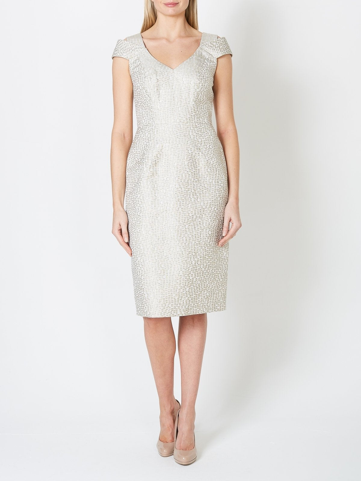 Maxine Dress Grey Pearl Solitaire Jacquard