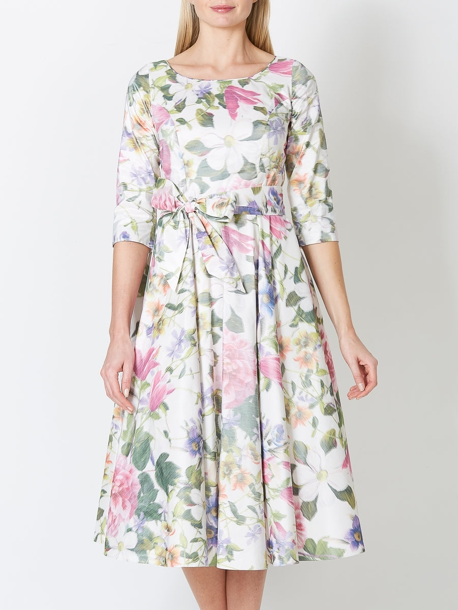 Serena Dress Long Circle Ivory Dioniso Taffeta