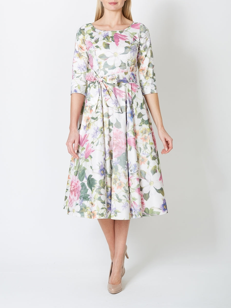 Serena Dress Long Circle Ivory Dioniso Taffeta