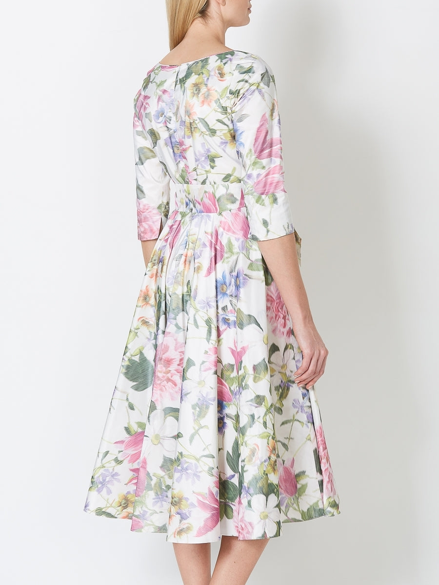 Serena Dress Long Circle Ivory Dioniso Taffeta