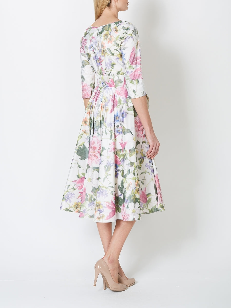 Serena Dress Long Circle Ivory Dioniso Taffeta