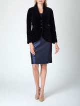 Victoriana jacket Navy Plain Cotton Velvet