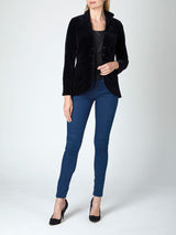 Victoriana jacket Navy Plain Cotton Velvet