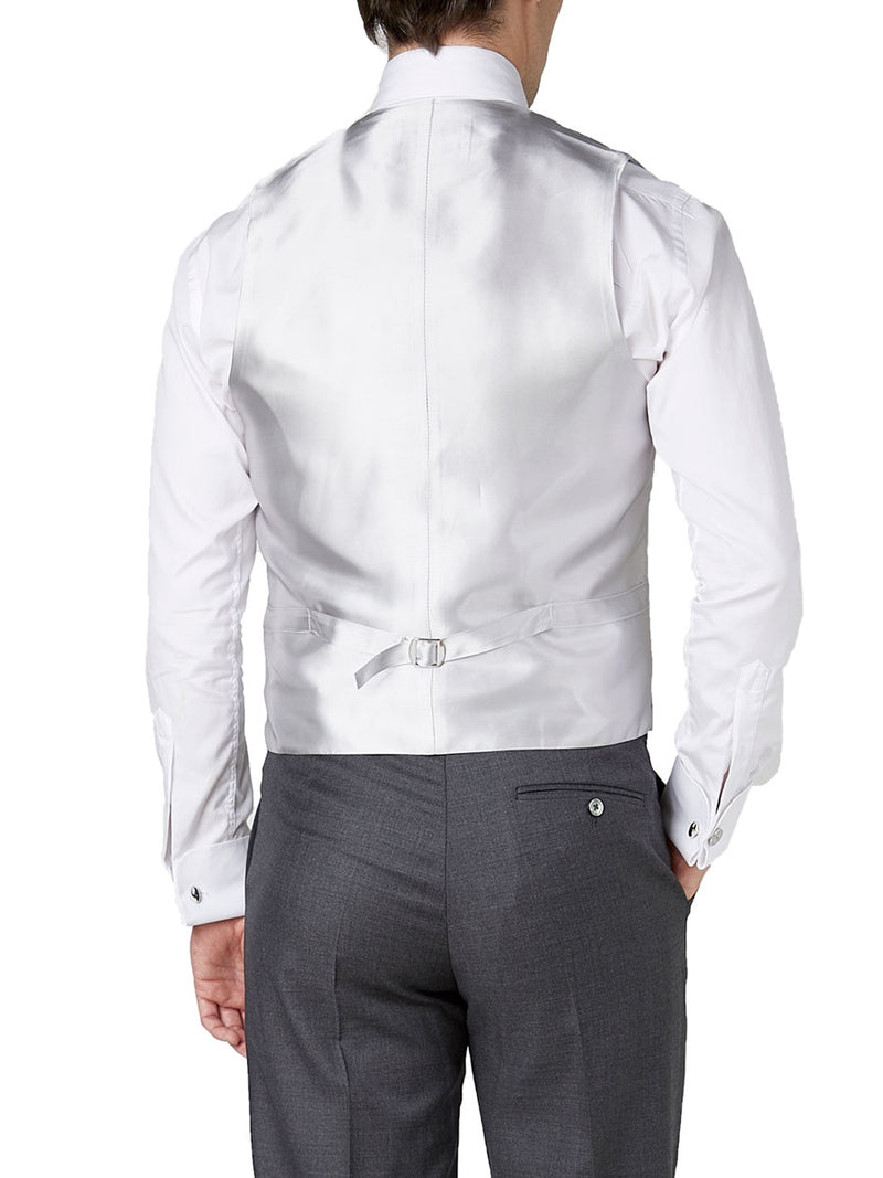 Grey Gabardine Wool Double Breasted 8 Button Shawl Lapel Waistcoat