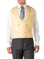 Yellow Gabardine Wool Double Breasted 8 Button Shawl Lapel Piped Waistcoat